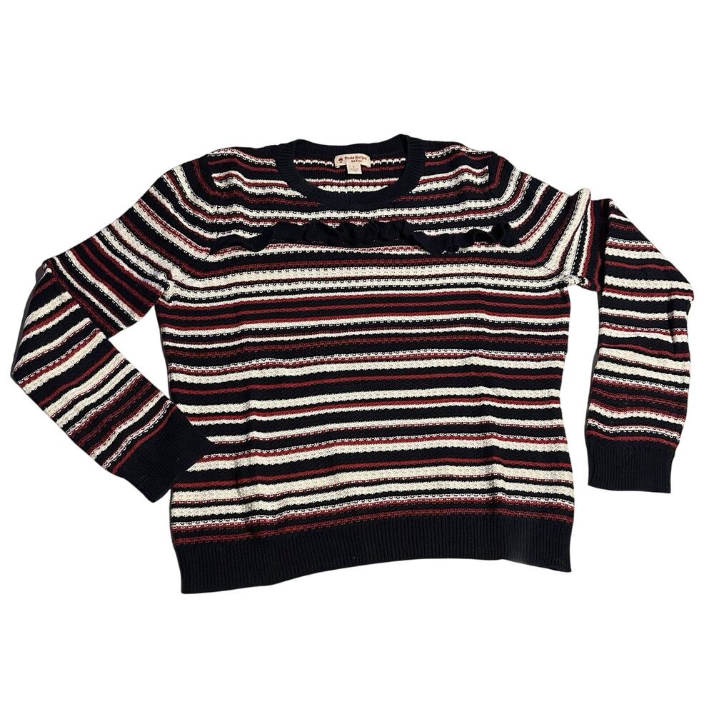 Brooks Brothers Red Fleece Women's Large Cable Cotton Knit Checked Sweater Chic